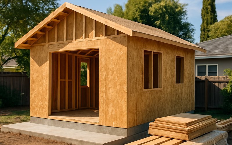 New ADU under construction in a Palo Alto backyard showing framing and foundation work by local ADU builders
