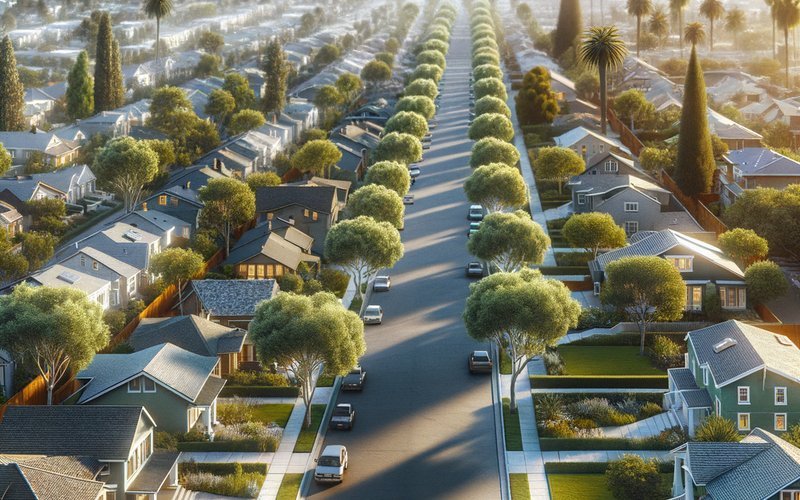 Aerial view of San Jose neighborhood showing mix of custom and older homes in Willow Glen or Almaden Valley
