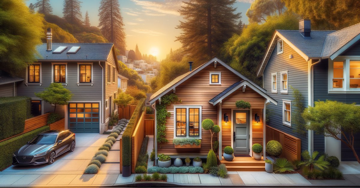 Side-by-side view of a detached ADU and a garage conversion on Palo Alto residential lots
