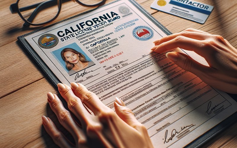 Homeowner verifying a California home builder license before hiring a contractor in San Jose