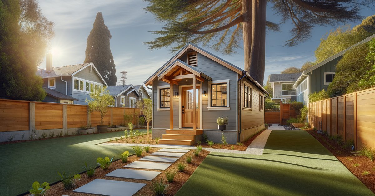 Completed detached ADU in a Palo Alto backyard showing finished construction ready for move-in