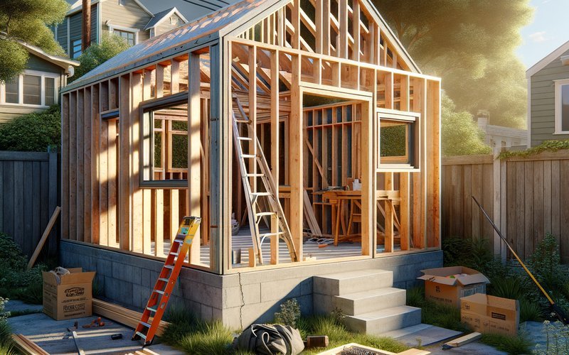Stalled and abandoned ADU construction in a Bay Area backyard, illustrating contractor red flags
