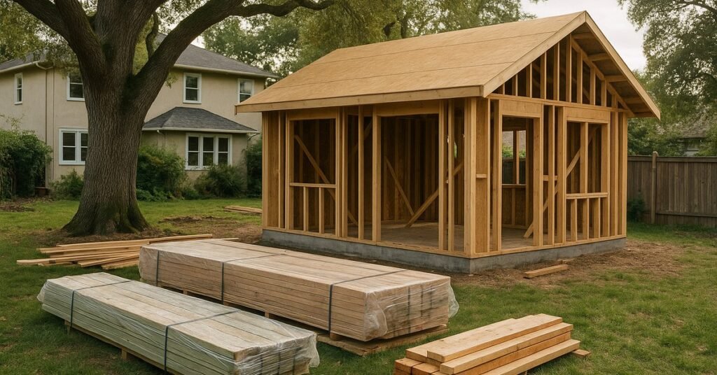 Detached ADU under construction behind a Palo Alto home