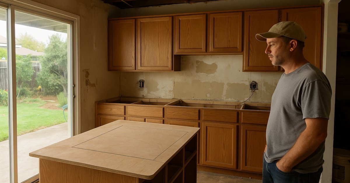 Kitchen remodel in progress in a Santa Clara ranch home awaiting countertops