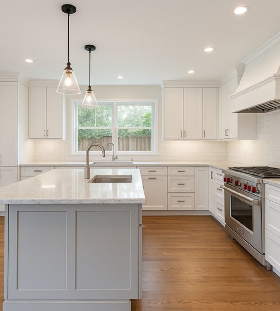 Luxury Redwood City kitchen remodel with pendant lighting and open layout